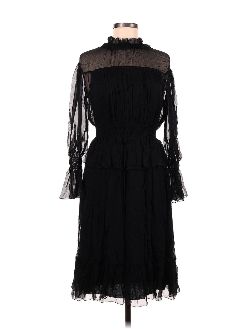 See By Chloé Sheer Black Long Sleeve Dress